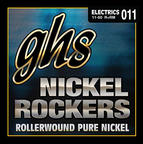 GHS Strings R+RM Nickel Rockers, Rollerwound Pure Nickel Electric Guitar Strings, Medium (11-50)