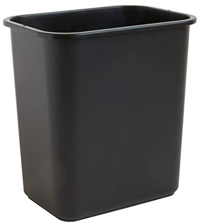 United Solutions 7 Gallon / 28 Quart Efficient Trash Wastebasket, Fits Under Desk, Small, Narrow Spaces in Commercial, Kitchen, Home Office, Dorm, Easy to Clean, Black (Pack of 1)