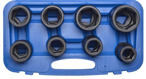 SW-Stahl 07980L Impact-Steckschlüsseleinsätze 1 Zoll, 8-tlg. Kraftnüsse | Schlagschraubergeeignet, 27-50 mm Sechskant-Profil aus Chrom-Molybdänstahl, im stabilen Kunststoffkoffer, Premium-Qualität