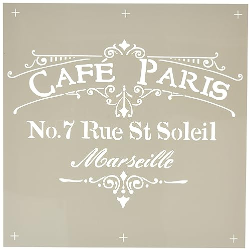 Rayher Stencil per pareti, motivo Cafà© Paris, stampo per pittura, shabby chic, vintage, decorazione murale, 30,5 x 30,5 cm, 1 pz.