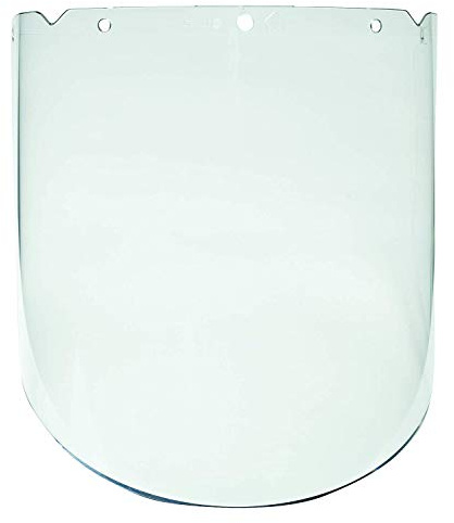 MSA 10115844 V-Gard Visor - Elevated Temperature, Polycarbonate (PC), Clear Tint with Antifog/Antiscratch Coating, Molded, 9.25 x 17 x 0.098, Heavy Duty, Replaceable Eye Protection for Hard Hat