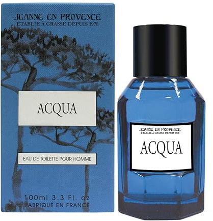 JEANNE EN PROVENCE - Parfum homme Acqua - Eau de toilette - Flacon Vaporisateur 100 ml - Fabriqué en France à Grasse