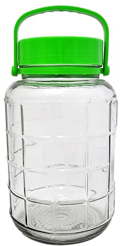 AGROHIT Einmachglas, 5 Liter Gurkenglas, Vorratsglas für Gurken, Getreide oder Nudeln, Sturzglas, Vorratsdose, Glas zur Aufbewahrung, Einmachglas, Aufbewahrungsglas mit Tragegriff & Deckel