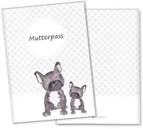 OLGS Mutterpasshülle 3-teilig Hund Bulldog | Baby Schwangerschaft Geschenkidee Schutzhülle für den Mutterpass | Für werdende Mütter (Mutterpass ohne Personalisierung, Motiv: Hund)