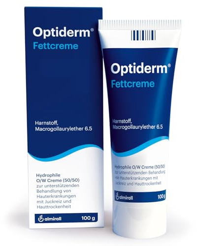 Optiderm Fettcreme, bei Juckreiz & sehr trockener Haut, 100 g | zur Feuchtigkeitsregulierung der Haut, unterstützend bei Hauterkrankungen mit sehr trockener Haut, kortisonfrei