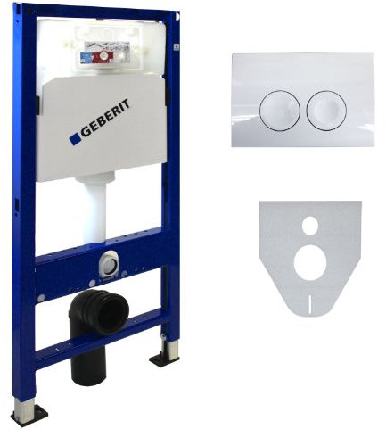 Geberit Duofix Basic UP 100 WC-Vorwandelement WC SET mit Platte Delta 21 weiß, Schallschutzset