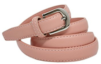 YEHMAN klassischer dünner damen Ledergürtel breite 2 cm Länge 120 cm kürzbar Lachsfarben