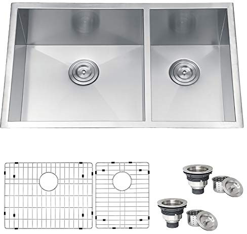 Ruvati 32-inch Undermount 60/40 Double Bowl Zero-Radius 16 Gauge Stainless Steel Kitchen Sink - RVH7515