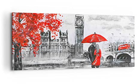 Wandbilder Dekoration Wohnzimmer London Architektur big ben Panorama Bilder auf Leinwand 120x50cm Leinwandbild Schlafzimmer Küche Wand Kunstdruck Art Groß Wanddeko Bild Wall Decor Canvas AB120x50-3153