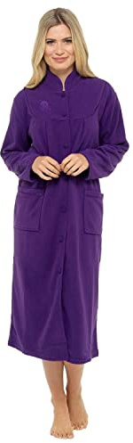 Vestaglia da donna in pile taglie UK 10 a 26 vestaglia avvolgente tasche frontali con bottoni