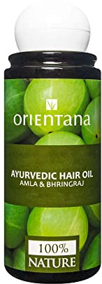 Orientana - Huile Capillaire Ayurvédique Amla & Bhringraj |Huile D'amande De Noix De Coco Neem & Vitamine E |Naturel Vegan | Stimule La Croissance Des Cheveux |Prévient La Perte Des Cheveux - 105 Ml