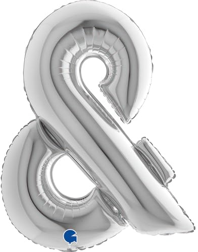 Grabo XXL Riesen Buchstabe Folienballon 102 cm (40) Farbauswahl – Perfekte Deko für Geburtstage, Jubiläen & Feiern – Happy Birthday - für Helium und Luft! Wiederverwendbar! (Silber, &)