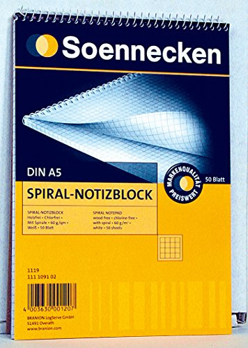 Soennecken Notizblock 1119 DIN A5 60g kariert 50Blatt weiß