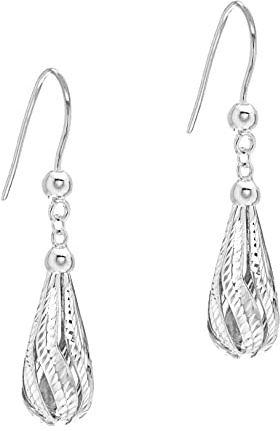 CARISSIMA Damen-Ohrhänger Disc Teardrop Drop 9 Karat 375 Weißgold 5.56.9529
