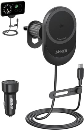 Anker Kabelloses Ladegerät (MagGo), 15 W Schnellladegerät, 360 ° verstellbare Position und starke Magnete, für iPhone Serie 15/14 (Kabel und Adapter im Lieferumfang enthalten)