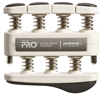 Prohands PRO Hand Exerciser, Finger Exerciser (Hand Grip Strengthener), Spring-Loaded, Finger-Piston System, Isolate and Exercise Each Finger, (11 lb Extra-Heavy Tension, Gray-Pro)