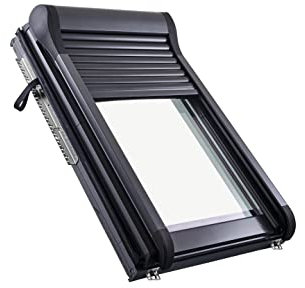 Roto Original Außenrollladen ZRO - Rollladen Manuell mit Kurbel - Doppelwandige Alu-Lamellen - Außenrollo Dachfenster Baureihe Designo R6/R8 - Größe 094/160 | 09/16 - Farbe Anthrazit Metallic