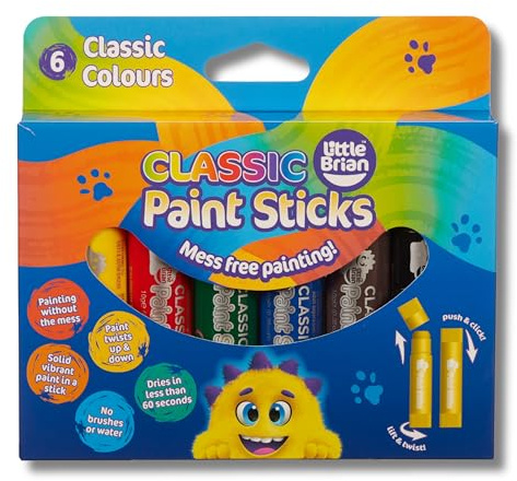 Little Brian LBPS10CA6 Paint Sticks Malstifte, Klassische Farben (6er Pack)