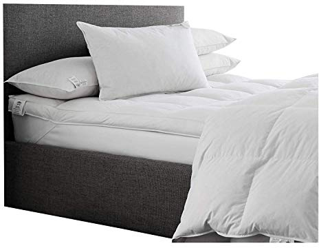 Original Sleep Company 100% Duck Feather and Pure Cotton Luxury Mattress Topper in King Size for Super-Soft Support with Elasticated Straps Ethically Sourced Materials