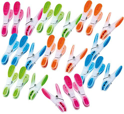 PEARL Waescheklammer: Extra starke Wäscheklammern mit Soft-Grip, 25 Stück, in 4 Farben (Soft-Wäscheklammer-Set, Kleiderklammer, Abdrücke hinterlassen)