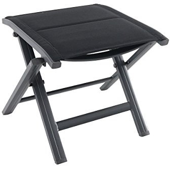 greemotion Klapphocker Grenada, Gartenhocker einsetzbar im Innen- und Außenbereich, Alu-Hocker mit gepolsterter Bespannung aus Textilene, wetterfest und leicht trocknend, 48 x 43 x 39 cm