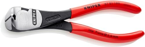 Knipex Tronchese per Meccanica con Tagliente Frontale - Tipo Forte Bonderizzata Nera, Rivestiti in Resina Sintetica 160 Mm (Confezione Self-Service/Blister) 67 01 160 Sb