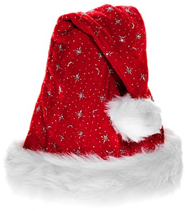 Ciffre Weihnachtsmütze Nikolausmütze Rot Plüsch mit Glitzer Staub