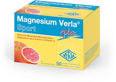 Magnesium Verla plus – Magnesiumcitrat + Kaliumcitrat + Vitamin C als ideale Ergänzung für Sport und Fitness, mit erfrischendem Grapefruit-Geschmack, vegan, gluten- & laktosefrei, 50 St