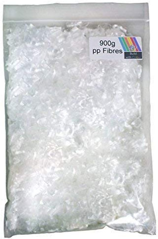 Polyproylene (pp) Fibres for Render, Plaster, Concrete and Screed 900g Bags Reduces Shrinkage and Cracking (900g x 6mm)