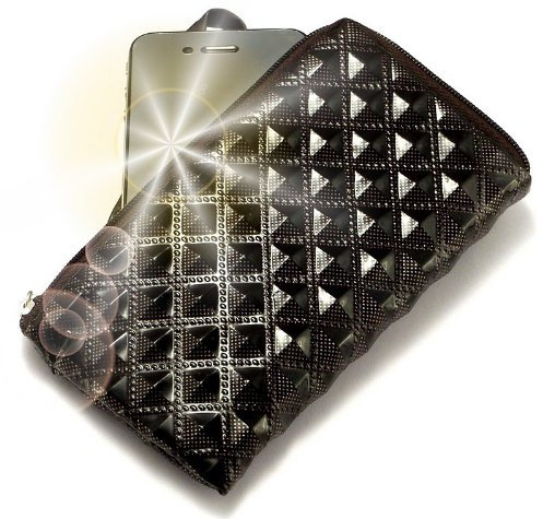 PhoneMate Prinzessin Luxus Geldbörse mit Reißverschluss aus gepolstertem Leder/Halter mit Träumer Telefon-Charme 10012 für Handy und Kreditkarten, authentische Relieftasche/Haut/Schutzhülle