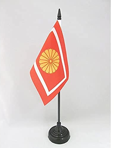 AZ FLAG - Kotaishi Crown Prince of Japan Table Flag 4'' x 6'' - imperial Japanese Office Mini Banner 100% Polyester 15 x 10 cm - Mini Desk Flag with 10'' Pole and Black Plastic Base