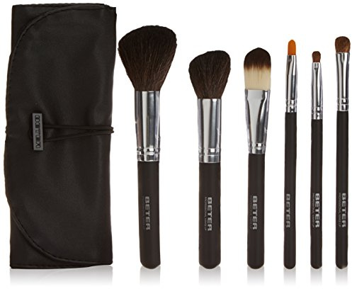 Beter – Set de brochas y pinceles de maquillaje profesional, estuche manta enrollable con 6 brochas de maquillaje para rostro y ojos, ideal para regalo