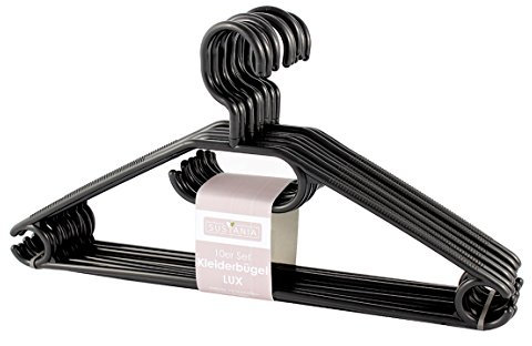 KLEIDERBÜGEL KleBü 20 Stück von 4smile.shop – Made in Germany | WÄSCHE-BÜGEL ANZUG-BÜGEL aus robustem Kunststoff | Farbe schwarz