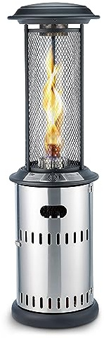 Enders® Terrassenfeuer Gas VULANO, 5589, Vormontiert mit stufenloser Regulierung, höhenverstellbar, Transport-Räder, Umkippsicherung, Silber