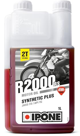 IPONE – Huile Moteur Moto 2 Temps R2000 RS – Senteur Fraise - Usage Urbain - Semi-Synthétique – Compatible Mélange et Injection - Meilleurs démarrages - Réductions des Emissions de Fumée - 1L