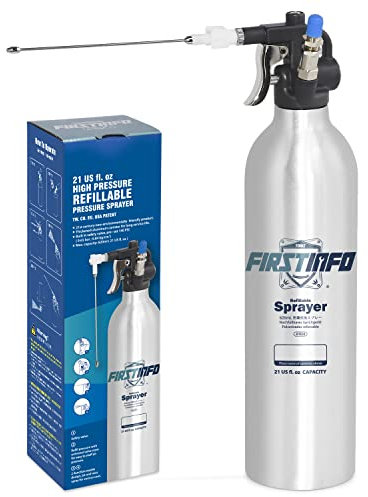 FIRSTINFO A1638 | Patentierte Nachfüllbare Bremsenreiniger-Sprühflasche | 620 ml Aluminium-Drucksprühgerät | Max. Druck 140 psi | Verdickte Wiederverwendbare Aerosoldose | Mit 2-Wege-Düse