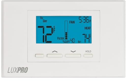 Lux Pro P621U-010 Programmable 5-1-1 Day Thermostat, 2 Heat, 1 Cool, Batteries Included