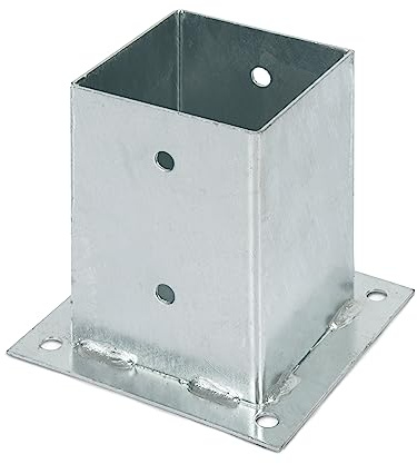 Alberts 216245 Ancre sur platine | pour poteau en bois rond ou carré | galvanisée à chaud | 101 x 101 mm