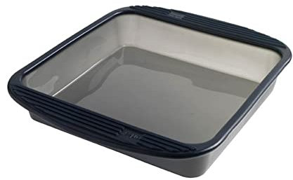 MASTRAD - Moule A Manqué Carré - 100% Silicone Premium - Anti-Adhésif - Maintien Parfait - 23 Cm - Gris Fumé