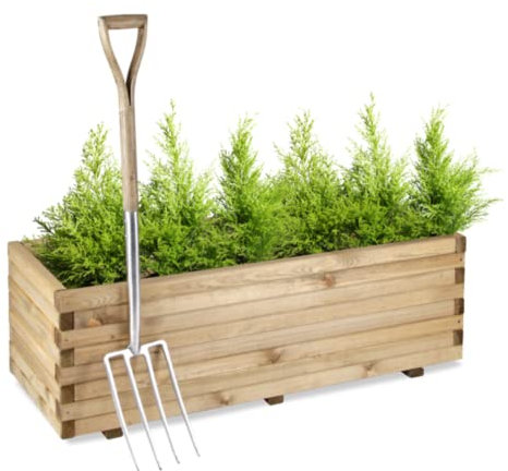 Primrose Pine Wooden Raised Bed Outdoor Trough Planter 90cm (35.4in)