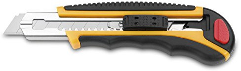 3 Claveles 209 - cúter metálico nylon con auto-lock plano hoja 18 mm - 6 hojas, Amarillo Y Nergo