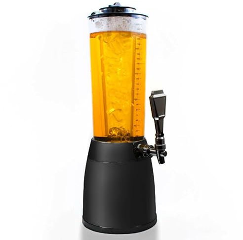 4,0L Biersäule Zapfsäule Kult Biertower Trinksäule Getränkespender Getränkesäule mit 1,3L Eiskühlung (1x Biertower Schwarz)