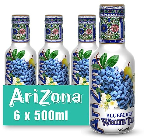 Arizona Blueberry White Tea, Pack of 6 x 500ml PET Bottles, Delicious Fruity Iced Tea Drink, No Artificial Colours or Preservatives
