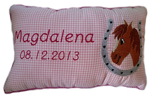 Momelie Rosa Schmusekissen * Kuschelkissen * Pferd * mit Namen Bestickt * 17 x 29 cm * SK-pi_0059