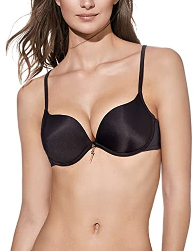 Selene, Sujetador Mujer con Escote en V, Aros y Copas Doble Push-Up, Colección Raquel, Color Negro, Talla 90B