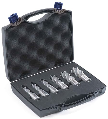 Evolution Power Tools Ringschneider-Set für Magnet-/Mag-Bohrer, 2,5 cm Tiefenbohrer, gemischte Breite 7/16 bis 1-1/8 Zoll, inklusive Tragetasche, 12 Stück