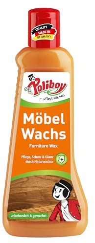 POLIBOY Möbel Wachs - Holzwachs für Holzmöbel - Möbelpflege mit flüssigem Pflanzenwachs - 1x 200 ml - Made in Germany