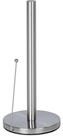WENKO Küchenrollenhalter Mod. Clayton, Küchenhelfer, freistehender Halter für alle gängigen Küchenrollen ideal für die Küche, aus mattiertem, rostfreiem Edelstahl, Küchenzubehör misst Ø 15 x 33 cm