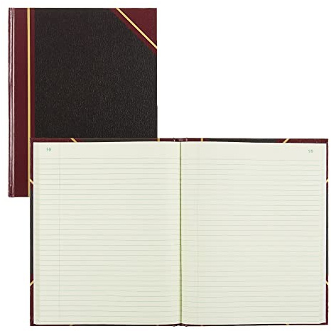 NATIONAL Brand Texhide Series Record Book, 10.375 x 8.375 Black, 150 Pages (56211), Black/Burgundy