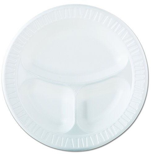Dart 10CPWQR 10.25 in White Laminated Foam 3 Comp Plate (Case of 500)